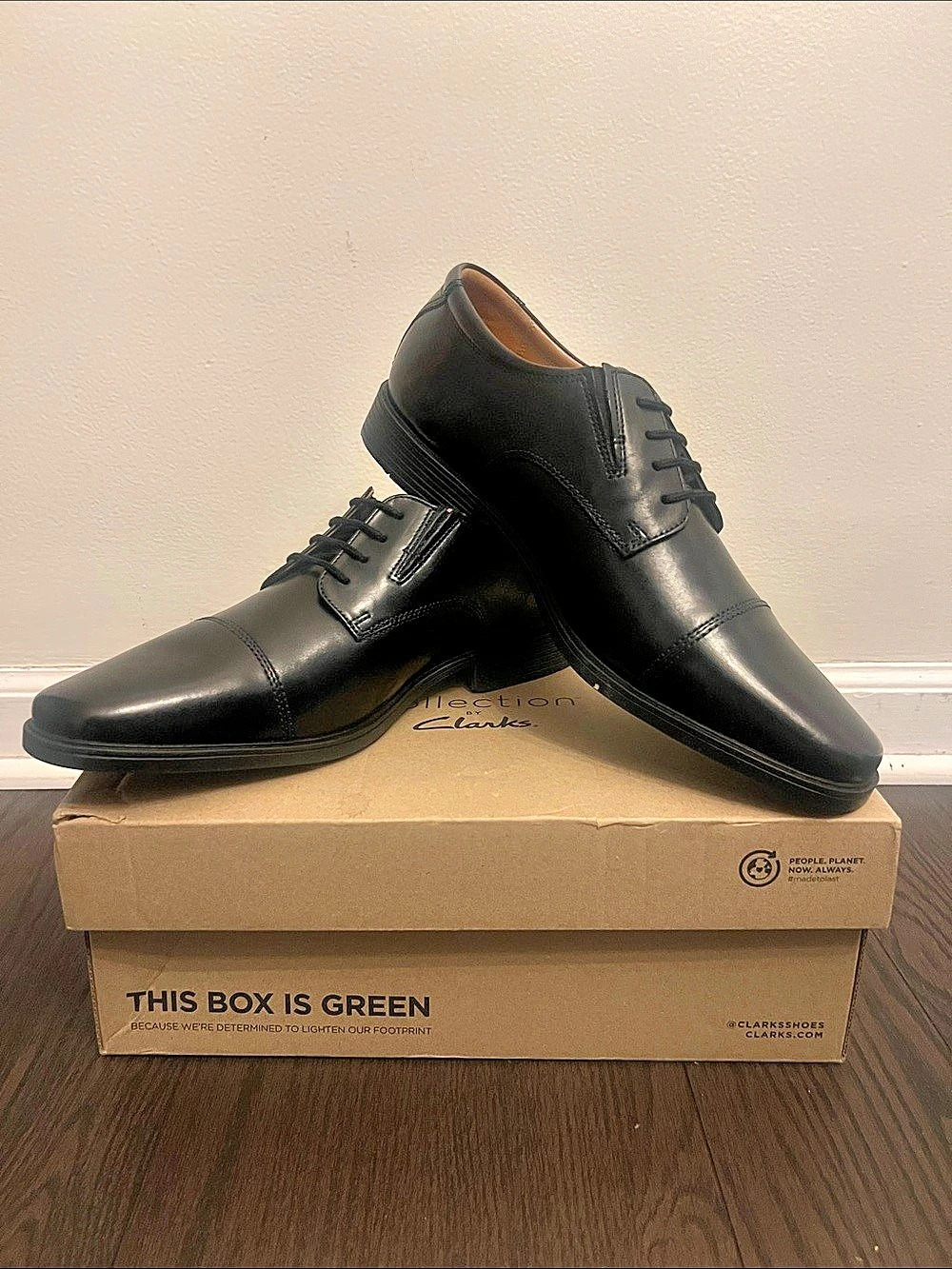 Clarks Collection Clarkdale Black Leather Lace-Up Oxfords US 10 W Like New